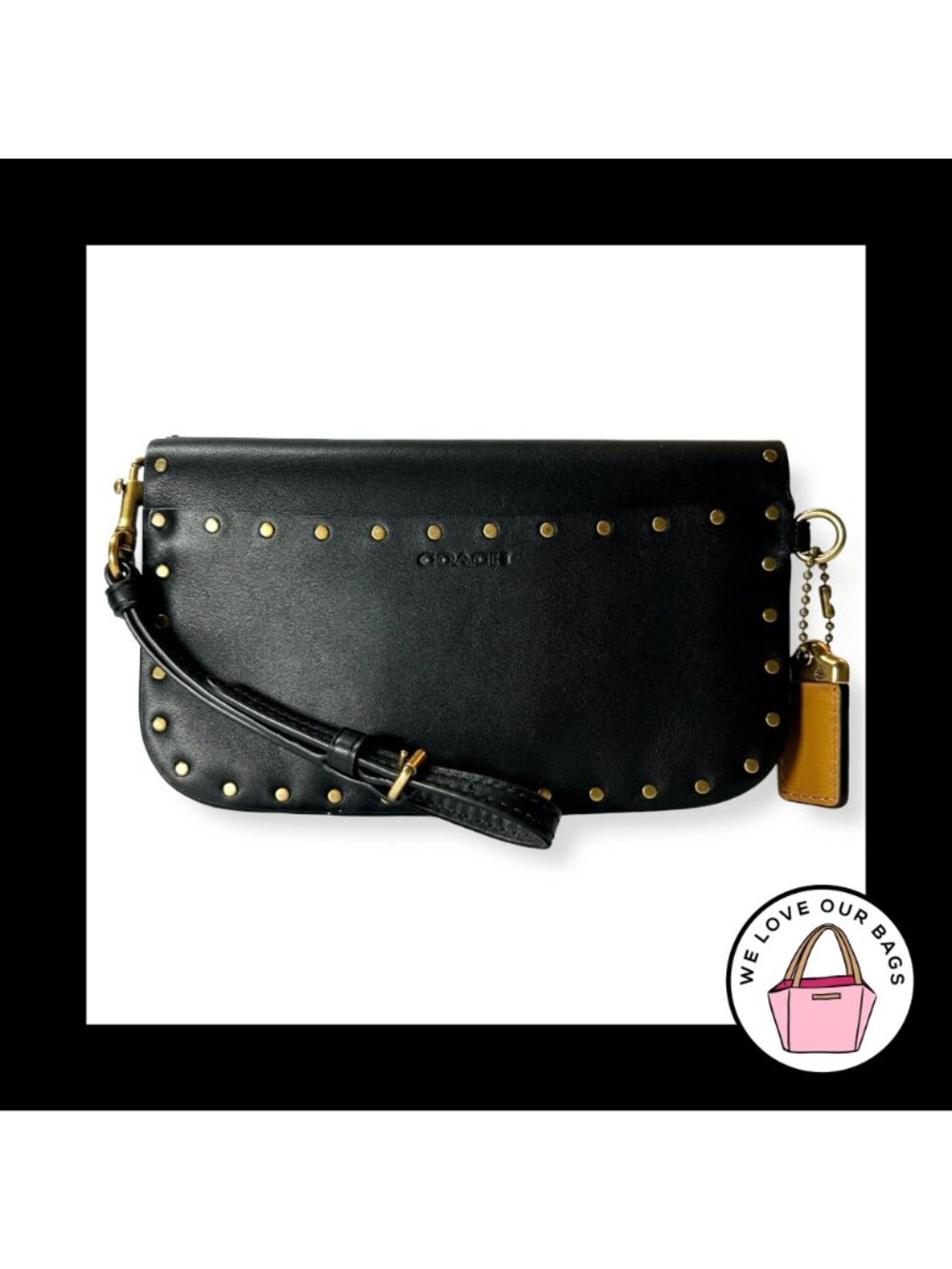 NEW COACH 1941 RIVET Glovetanned Black Leather Wristlet Wallet Snap Clutch 29765 - Picture 2 of 5